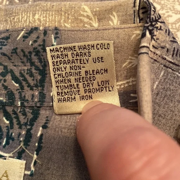 Moda Campia men’s button down shirt grey’s black & white palm trees - Picture 5 of 6